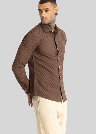 SNITCH Ludvig Light Brown Textured Shirts 
