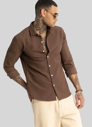 SNITCH Ludvig Light Brown Textured Shirts 