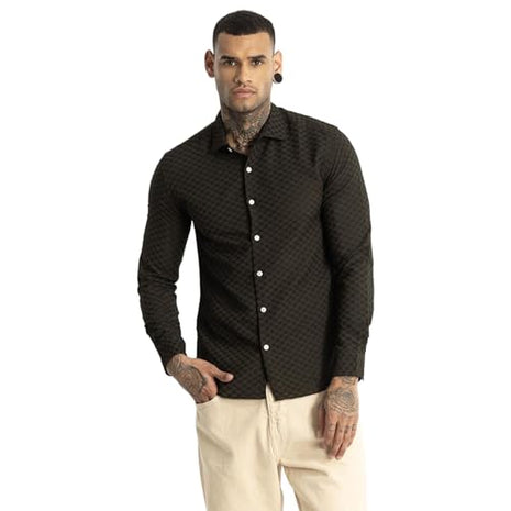 SNITCH Ludvig Olive Textured Shirts 