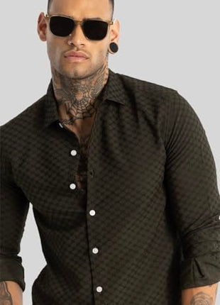 SNITCH Ludvig Olive Textured Shirts 