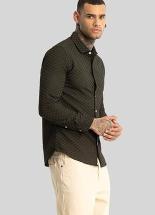SNITCH Ludvig Olive Textured Shirts 