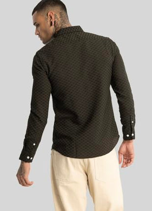 SNITCH Ludvig Olive Textured Shirts 