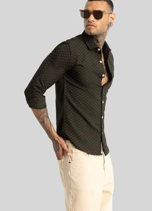 SNITCH Ludvig Olive Textured Shirts 