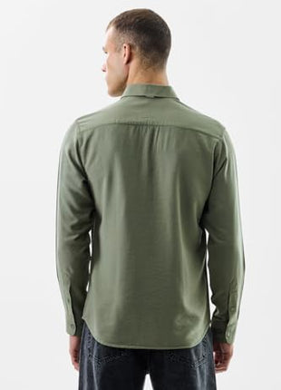 SNITCH Men Casual Shirt | Slim Fit Full Sleeve Classic Collar Solid Pattern | Premium Viscose Blend & Breathable Fabric for Everyday & Semi-Formal Wear | Sage Green 