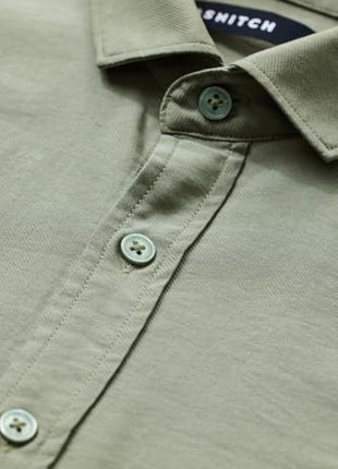 SNITCH Men Casual Shirt | Slim Fit Full Sleeve Classic Collar Solid Pattern | Premium Viscose Blend & Breathable Fabric for Everyday & Semi-Formal Wear | Sage Green 