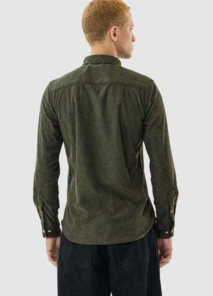 SNITCH Men's Casual Shirt | Slim Fit Long Sleeve Button Down Collar Solid Pattern | 100% Polyester Textured Fabric, Machine Washable | Olive Green 