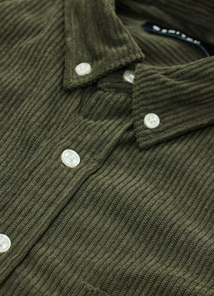 SNITCH Men's Casual Shirt | Slim Fit Long Sleeve Button Down Collar Solid Pattern | 100% Polyester Textured Fabric, Machine Washable | Olive Green 