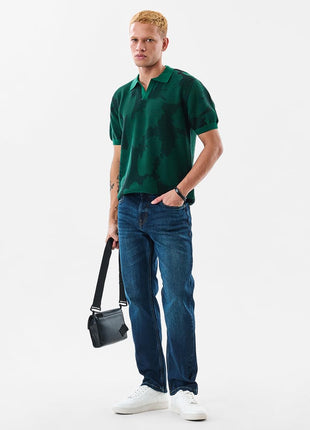 SNITCH Men's Polo T-Shirt | Self-Design Pattern | 100% Cotton Fabric, Regular Fit & Breathable Material | Casual Wear & Streetwear 