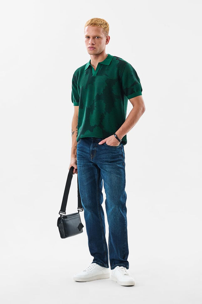 SNITCH Men's Polo T-Shirt | Self-Design Pattern | 100% Cotton Fabric, Regular Fit & Breathable Material | Casual Wear & Streetwear 