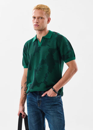 SNITCH Men's Polo T-Shirt | Self-Design Pattern | 100% Cotton Fabric, Regular Fit & Breathable Material | Casual Wear & Streetwear 