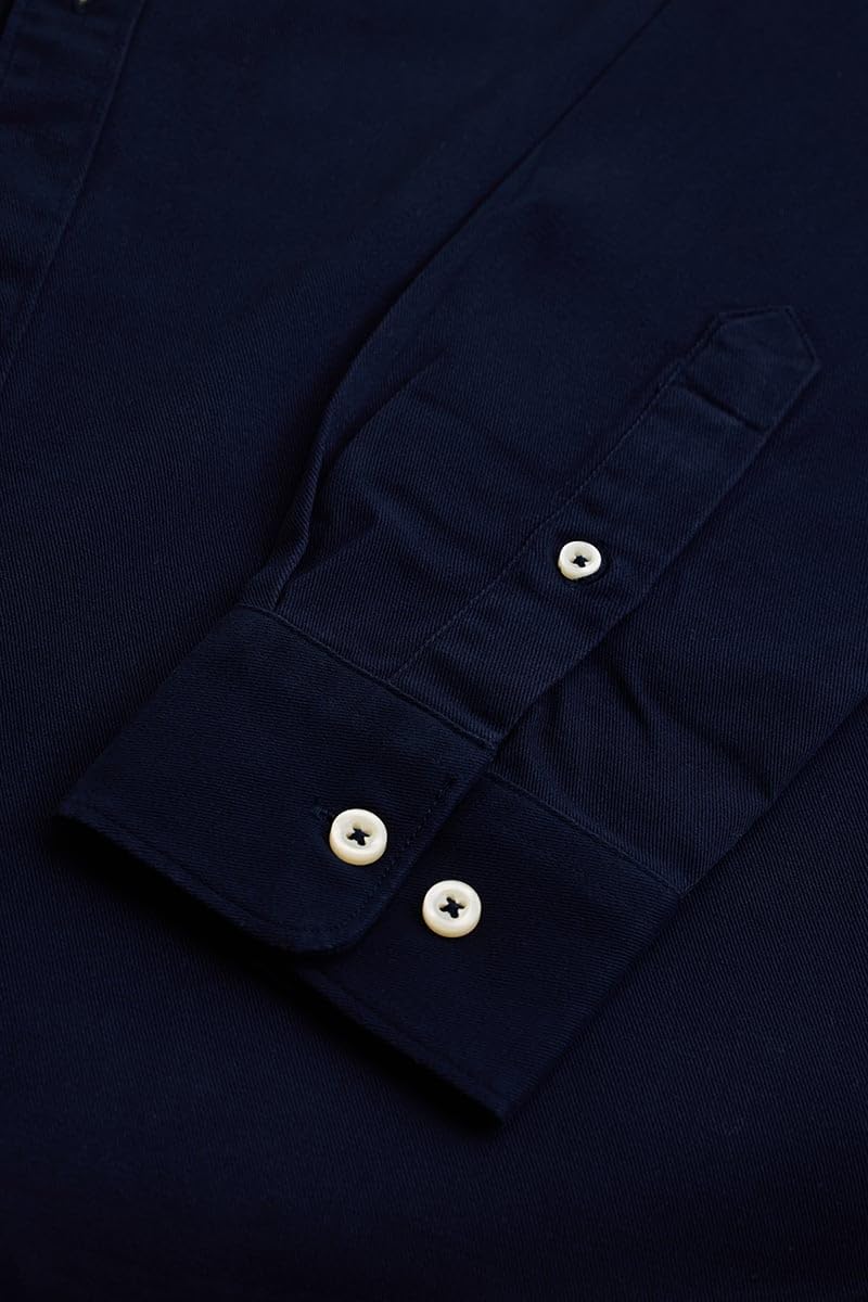 SNITCH Navy Slim Fit Solid Oxford Shirts 