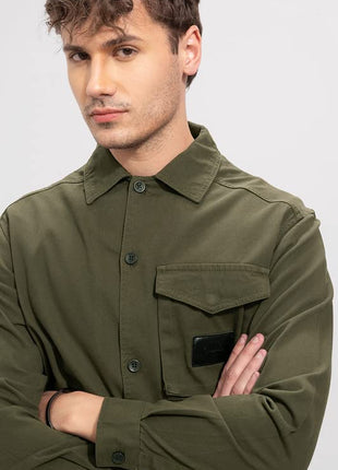 SNITCH Roxie Olive Overshirt Cotton Slim Fit Shirt|Anti-Dust|Coin Pocket |Two Patch Pocket |Comfort Stretch 