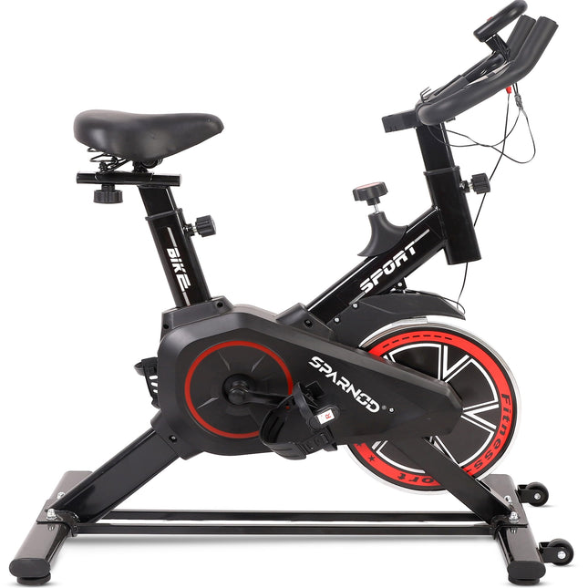 SPARNOD FITNESS SSB-08 Spin Bike Exercise Cycle For Home Gym With 8kg Flywheel, LED Display, Pulse Sensor, Adjustable Resistance, Silent Belt Drive,4-Way Adjustable Cushioned Seat And 2-Way Handlebar 