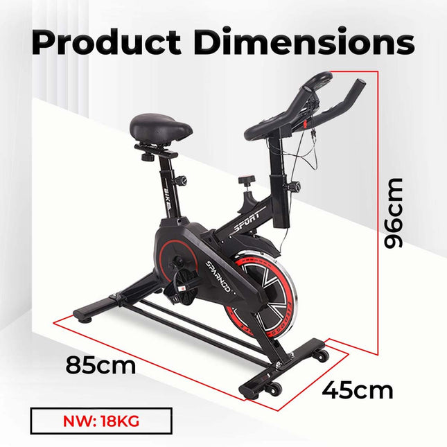 SPARNOD FITNESS SSB-08 Spin Bike Exercise Cycle For Home Gym With 8kg Flywheel, LED Display, Pulse Sensor, Adjustable Resistance, Silent Belt Drive,4-Way Adjustable Cushioned Seat And 2-Way Handlebar 