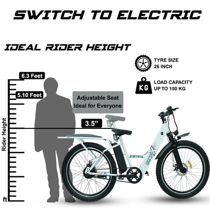 SS Bikes CargoX Heavy Duty Electric Cycle | 110+ km Range | Front Suspension | Dual Disc Brakes | LED Display & Headlight | 36V Dual Li-ion Battery (In-Built 10Ah + 12.5Ah External) | 2 Years Warranty 