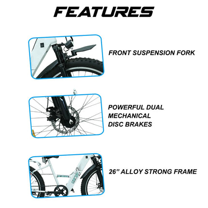 SS Bikes CargoX Heavy Duty Electric Cycle, 50 KM Range, 36V/10Ah Internal Battery, 350W BLDC Motor, Front Suspension Dual Disc Brakes, LED Display, Headlight, Top Speed 25KM, 2 Years Warranty on Motor 