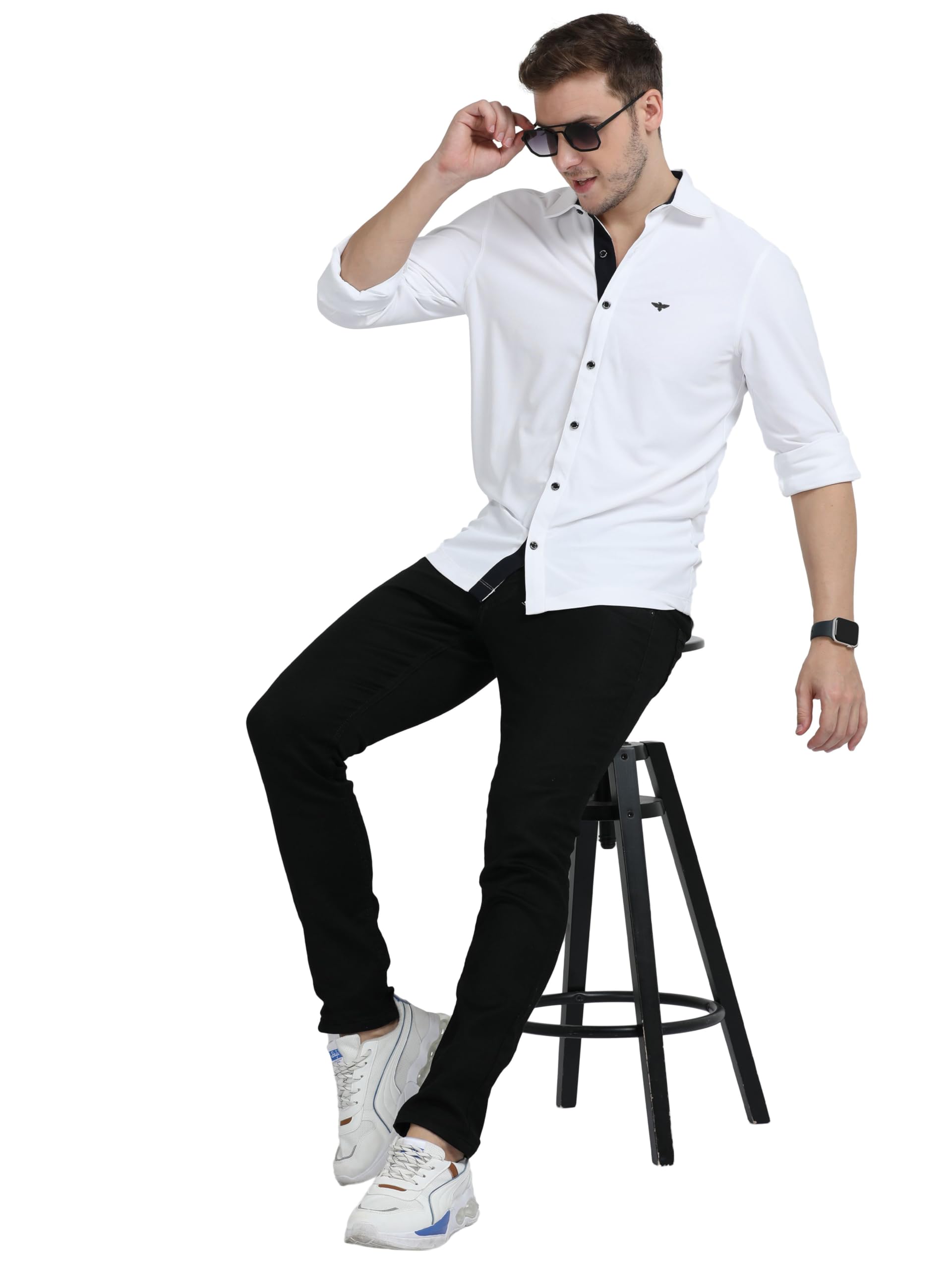 STELLERS Men's Premium Full Sleeve Shirt | Feather Touch Feel| Regular Fit| Odour Resistant| Anti-Static| Wrinkle Free| Quick Dry | Stretchable| Lightweight| Sweat-Proof White 