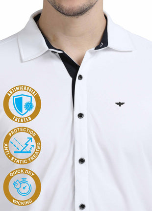 STELLERS Men's Premium Full Sleeve Shirt | Feather Touch Feel| Regular Fit| Odour Resistant| Anti-Static| Wrinkle Free| Quick Dry | Stretchable| Lightweight| Sweat-Proof White 
