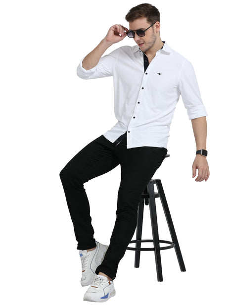 STELLERS Men's Premium Full Sleeve Shirt | Feather Touch Feel| Regular Fit| Odour Resistant| Anti-Static| Wrinkle Free| Quick Dry | Stretchable| Lightweight| Sweat-Proof White 