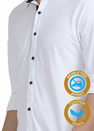 STELLERS Men's Premium Full Sleeve Shirt | Feather Touch Feel| Regular Fit| Odour Resistant| Anti-Static| Wrinkle Free| Quick Dry | Stretchable| Lightweight| Sweat-Proof White 