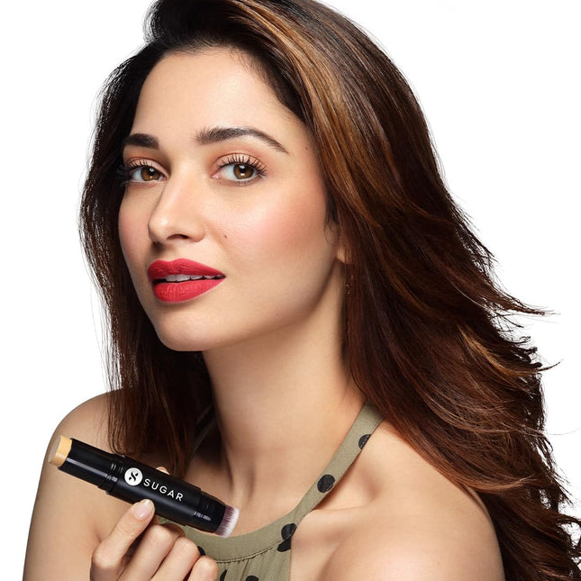 SUGAR Cosmetics Ace Of Face Foundation Stick with In-Built Brush | Lasts 24hrs | Full Coverage Foundation for Women | 12gm - 15 Cappuccino 