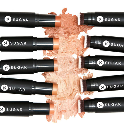 SUGAR Cosmetics Ace Of Face Foundation Stick with In-Built Brush | Lasts 24hrs | Full Coverage Foundation for Women | 12gm - 15 Cappuccino 