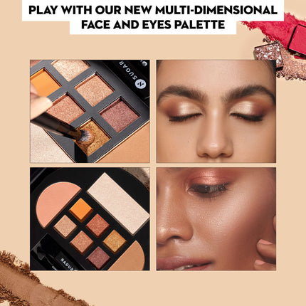 SUGAR Cosmetics Contour De Force Eyes And Face Palette | Pigmented, Long- lasting & Smudgeproof | Includes Blush, Bronzer, Highlighter and 6 Eyeshadow shades - 01 Warm Win | 20.3 gm 