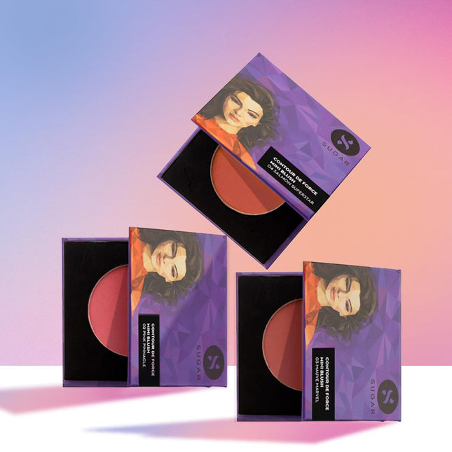 SUGAR Cosmetics Contour De Force Mini Blush for Face | Face Blusher for Face Makeup | Smooth Texture | Matte & Blendable | Paraben & Cruelty Free | 4gm | Salmon Superstar (Warm Peach Blush) 