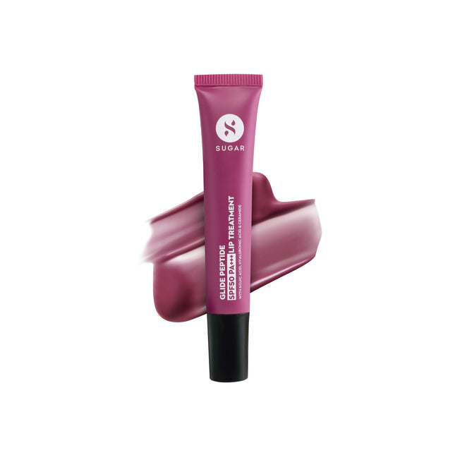 SUGAR Cosmetics Glide Peptide SPF50 PA+++ Lip Treatment | Infused Hyaluronic Acid, Ceramides & Vitamin E | Tinted Lip Balm | 10ml - 03 Berry Blast 