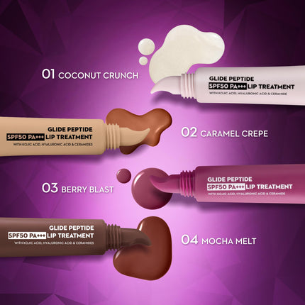 SUGAR Cosmetics Glide Peptide SPF50 PA+++ Lip Treatment | Infused Hyaluronic Acid, Ceramides & Vitamin E | Tinted Lip Balm | 10ml - 03 Berry Blast 