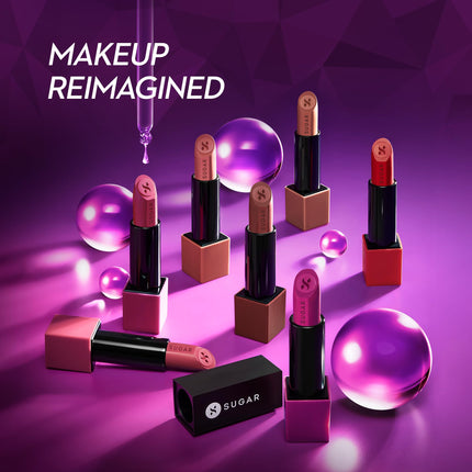 SUGAR Cosmetics Glide Peptide Serum Lipstick with Hyaluronic Acid & Vitamin E | Velvet Matte Finish | Long Lasting & Pigmented | 1 Swipe Full Coverage | 4.2gm - 06 Moscow Mulberry 