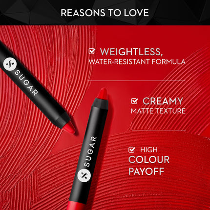 SUGAR Cosmetics Matte as Hell Crayon Lipsticks for Women | Lasts Up To 8+ Hours | Lip Crayon with Sharpener | 2.8gm - 16 Claire Underwood 