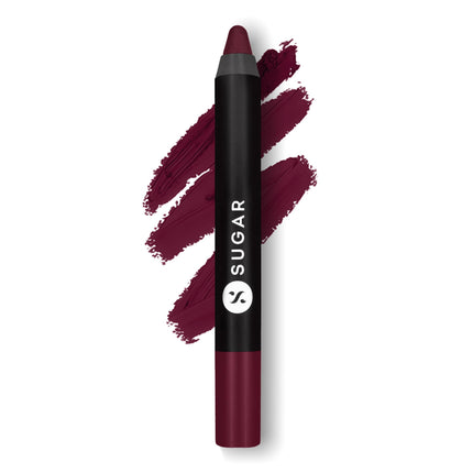 SUGAR Cosmetics Matte as Hell Crayon Lipsticks for Women | Lasts Up To 8+ Hours | Lip Crayon with Sharpener | 2.8gm - 24 Rachel Berry 