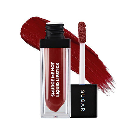 SUGAR Cosmetics Smudge Me Not Liquid Lipsticks for Women | Transferproof & Waterproof | Lasts 12+ Hours | Matte Lipstick | 4.5ml - 21 Aubergine Queen (Blackened Burgundy) 