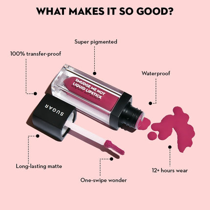 SUGAR Cosmetics Smudge Me Not Liquid Lipsticks for Women | Transferproof & Waterproof | Lasts 12+ Hours | Matte Lipstick | 4.5ml - 21 Aubergine Queen (Blackened Burgundy) 