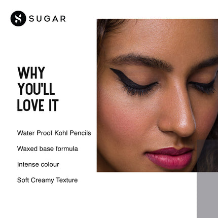 SUGAR Cosmetics Stroke Of Genius Heavy-Duty Kohl with Sharpner | Long Lasting, Smudge Proof & Waterproof Kajal Pencil | Matte Finish | 1.2gm - 01 Back To Black (Black) 