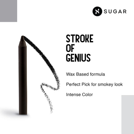 SUGAR Cosmetics Stroke Of Genius Heavy-Duty Kohl with Sharpner | Long Lasting, Smudge Proof & Waterproof Kajal Pencil | Matte Finish | 1.2gm - 01 Back To Black (Black) 