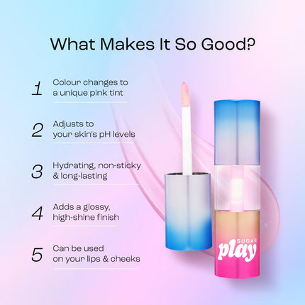 SUGAR Cosmetics Sugar Play Mega Hype Colour Changing Lip Oil | Ph Reactive Colour Changing Lip & Cheek Oil | Non-Sticky, Non-Greasy | 4.4Ml 