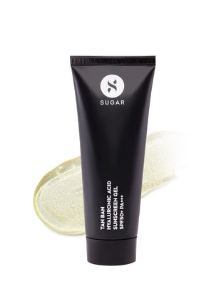 SUGAR Cosmetics Tan Ban Hyaluronic Acid Sunscreen SPF50+ PA+++ Gel |All Skin Non Greasy | Light Weight Formula | 50ml 