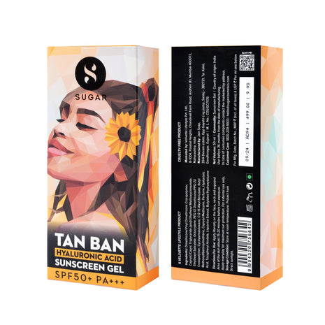 SUGAR Cosmetics Tan Ban Hyaluronic Acid Sunscreen SPF50+ PA+++ Gel |All Skin Non Greasy | Light Weight Formula | 50ml 