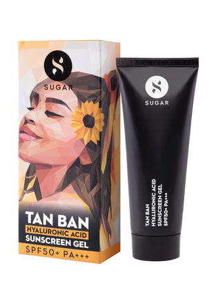 SUGAR Cosmetics Tan Ban Hyaluronic Acid Sunscreen SPF50+ PA+++ Gel |All Skin Non Greasy | Light Weight Formula | 50ml 