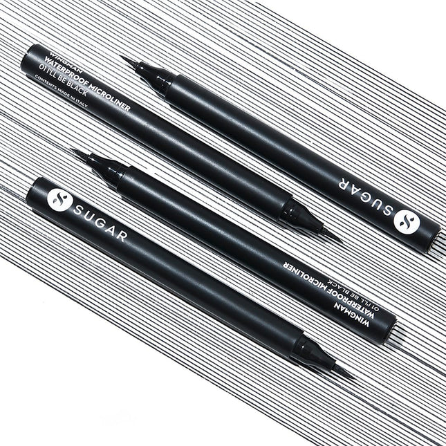 SUGAR Cosmetics Wingman Waterproof Matte Finish Microliner | Liquid Eyeliner | Flexi-Tip Applicator | Pen Eyeliner | Lasts Upto 12 Hrs | Smudgeproof & Transferproof | 1.6ml - 01 I'Ll Be Black 