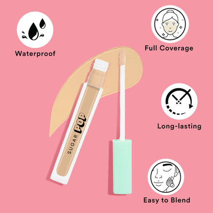 SUGAR POP Full Coverage Concealer | Vitamin E Infused | Waterproof | Blendable | 03 Peanut - 4ml 
