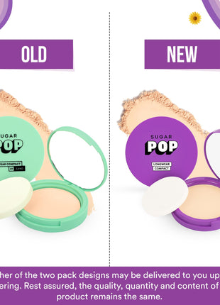 SUGAR POP Longwear Matte Compact | For Fair To Medium Skin Tone | Packed with Castor Oil & Vitamin E | UV Protection, Pore Minimizing | Medium Coverage | 9gm - 02 Beige 