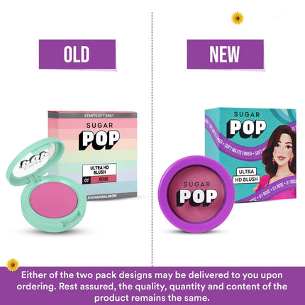 SUGAR POP Ultra HD Blush 01 Rose - 10 gms - Richly Pigmented | Ultra Matte | Blendable | Suits all skin tones 