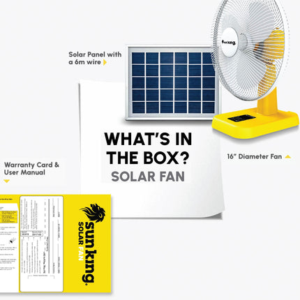 SUN KING 16 Inch 5100 mAh Battery Portable 20 Watt Solar Powered Fan With Brushless DC Motor Technology, Rechargeable Solar Fan for Indoor Housing, Office, Camping 