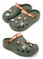 SVAAR x Harry Potter Men's Magical Clogs with 10 Authentic Harry Potter Charms Included and Adjustable Back Strap Olive Green 
