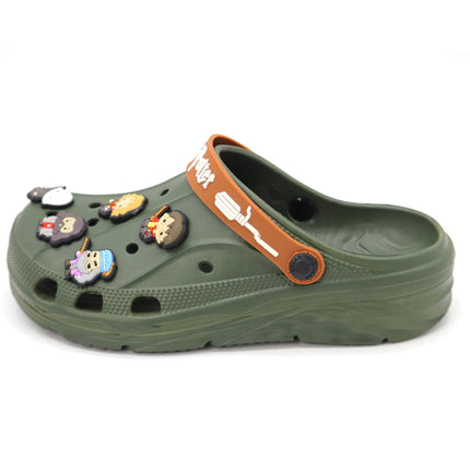 SVAAR x Harry Potter Men's Magical Clogs with 10 Authentic Harry Potter Charms Included and Adjustable Back Strap Olive Green 