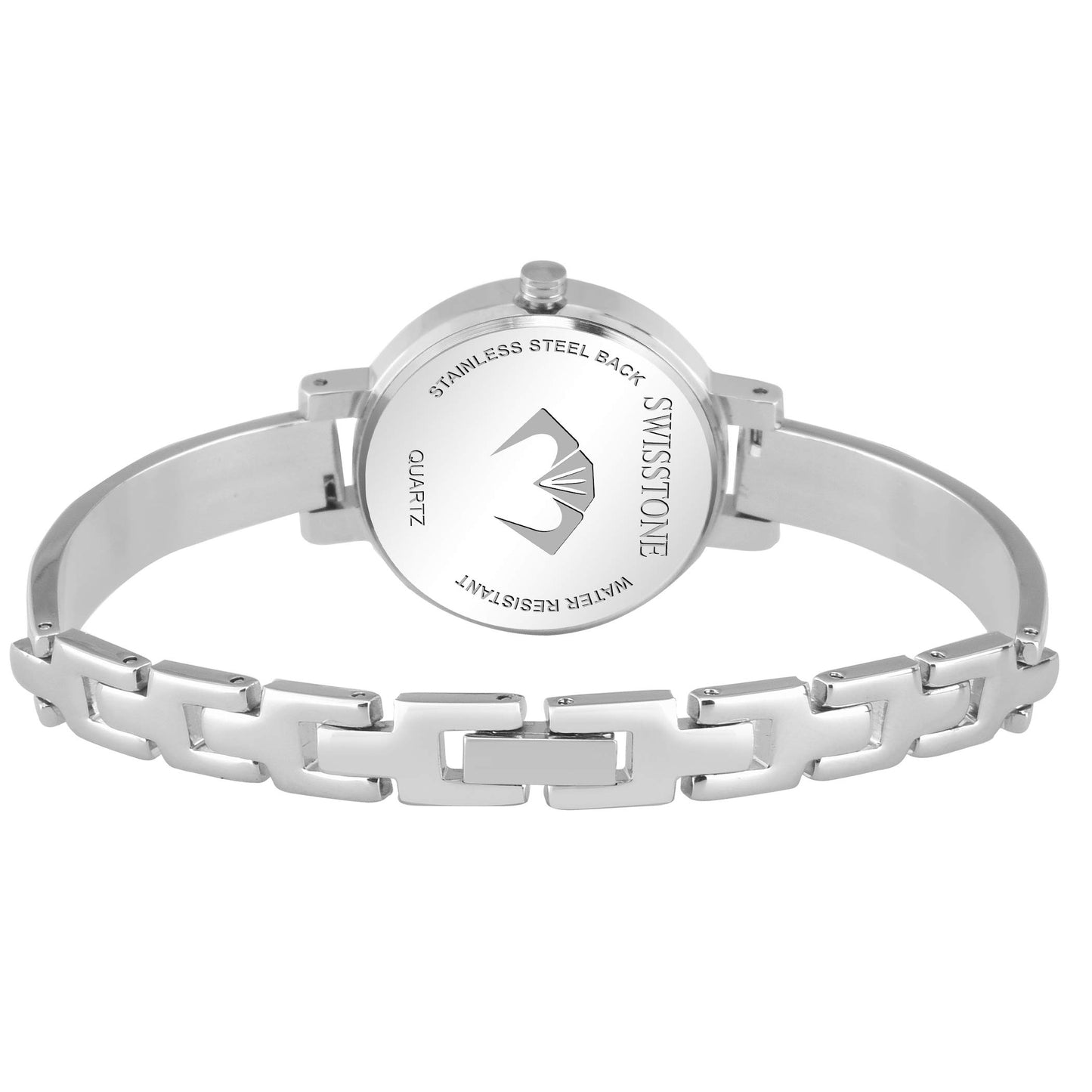 SWISSTONE Analog Stainless Steel Silver Plated Women's Watch (Blue Dial Silver Colored Strap). 