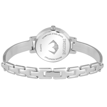 SWISSTONE Analog Stainless Steel Silver Plated Women's Watch (Blue Dial Silver Colored Strap). 